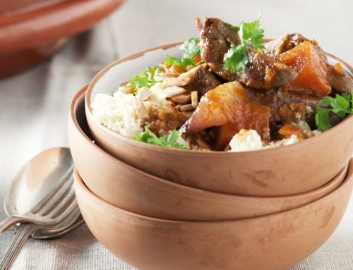 Fast-cooked lamb and date tagine